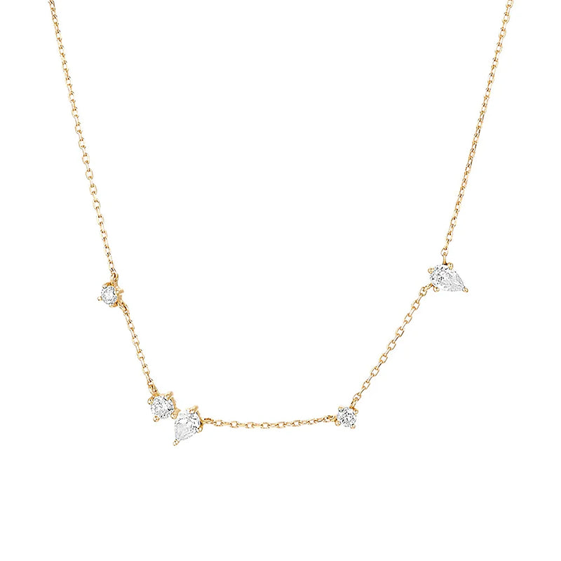 925 Silver Clavicle Necklace Set with Zirconia Pendant