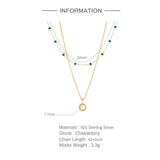 925 Silver Chain Necklace Double Layer Pearl Pendant