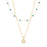 925 Silver Chain Necklace Double Layer Pearl Pendant