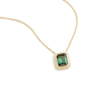 925 Sterling Silver Green Zircon Pendant Necklace