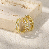 Hiphop Zircon Chain 925 Sterling Silver Hoop Earrings