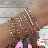 Adjustable Charm 925 Sterling Silver Chain Bracelet for Women