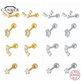 2Pcs 925 Silver 18k Plated Stud Earrings for Women Thread Earring Jewelry