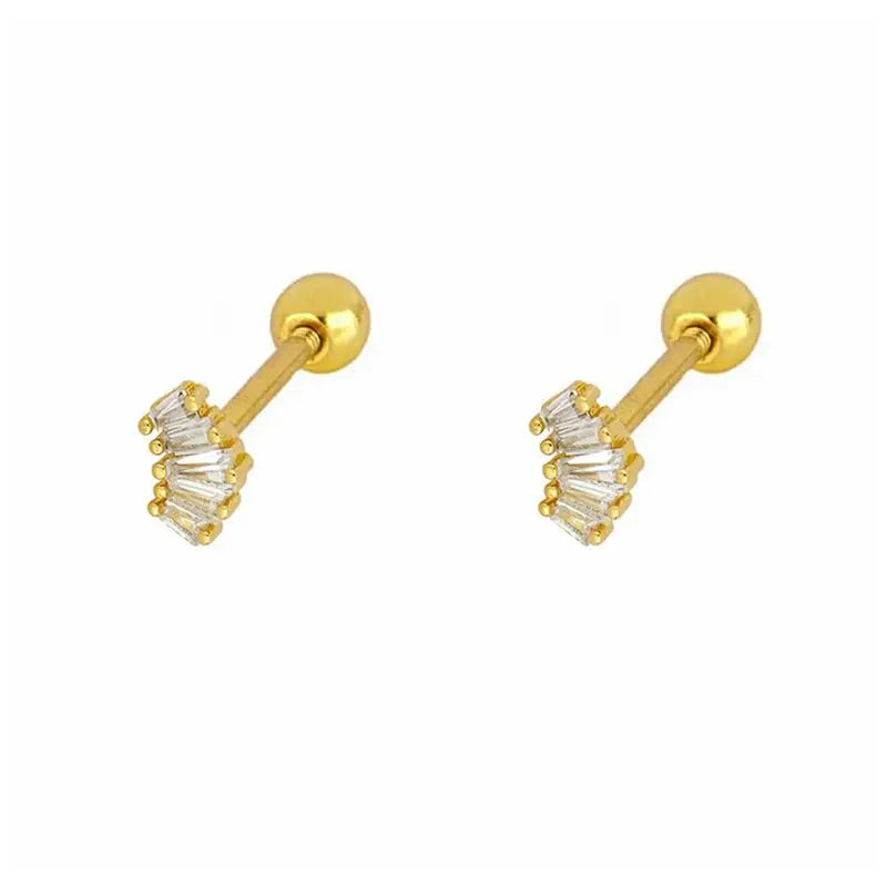 2Pcs 925 Silver 18k Plated Stud Earrings for Women Thread Earring Jewelry