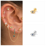 925 Silver Zirconia Labret Lip Ring Cartilage Stud Earrings
