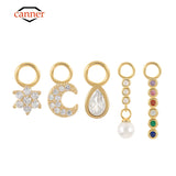 925 Sterling Silver Zirconia Pearl Star DIY Charms Jewelry