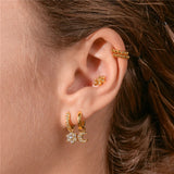925 Sterling Silver Zirconia Pearl Star DIY Charms Jewelry