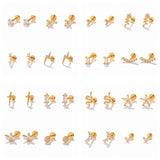 925 Silver CZ Flat Back Cartilage Stud Earrings for Women