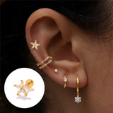 925 Silver CZ Flat Back Cartilage Stud Earrings for Women