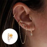 925 Silver CZ Flat Back Cartilage Stud Earrings for Women