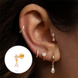 925 Silver CZ Flat Back Cartilage Stud Earrings for Women