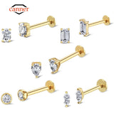925 Silver CZ Cartilage Stud Earrings for Women Fine Jewelry