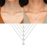 3.0mm Round Cut Diamond Necklace 925 Silver Minimalist Clavicle Pendant