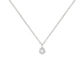 3.0mm Round Cut Diamond Necklace 925 Silver Minimalist Clavicle Pendant
