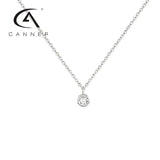 3.0mm Round Cut Diamond Necklace 925 Silver Minimalist Clavicle Pendant