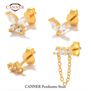 925 Silver CZ Stud Earrings Set Wedding Party Jewelry