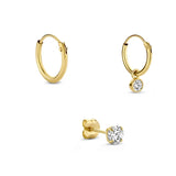 3pc Zircon Piercing Earrings Set for Women, Hoops Jewelry