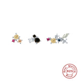 925 Sterling Silver Mixed Stud Earrings Set - Women's Piercing Jewelry
