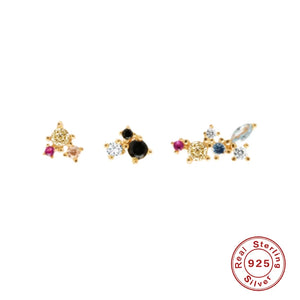 925 Sterling Silver Mixed Stud Earrings Set - Women's Piercing Jewelry