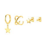 3 pcs Plated Cubic Zircon Clip Earrings for Women Ear Cuff