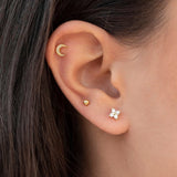 925 Sterling Silver Mini Moon Petals Stud Earrings For Women