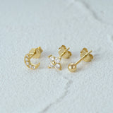 925 Sterling Silver Mini Moon Petals Stud Earrings For Women