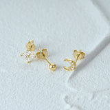 925 Sterling Silver Mini Moon Petals Stud Earrings For Women