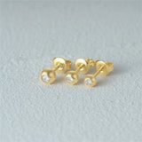 925 Silver Zircon Stud Earrings Minimalism Ins Jewelry