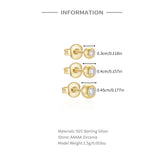925 Silver Zircon Stud Earrings Minimalism Ins Jewelry