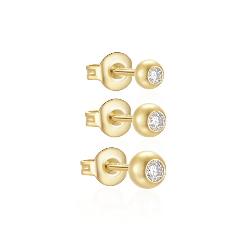 925 Silver Zircon Stud Earrings Minimalism Ins Jewelry