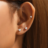 925 Silver Zircon Stud Earrings Minimalism Ins Jewelry