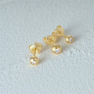 925 Silver Zircon Stud Earrings Minimalism Ins Jewelry