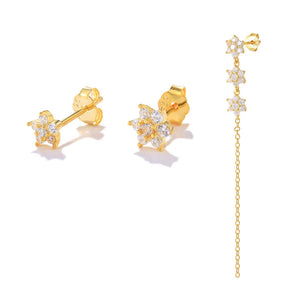 925 Silver Turquoise Chain Stud Earrings Set