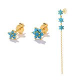925 Silver Turquoise Chain Stud Earrings Set