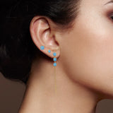 925 Silver Turquoise Chain Stud Earrings Set