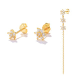 925 Silver Turquoise Chain Stud Earrings Set