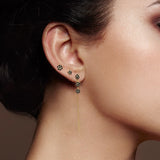 925 Silver Turquoise Chain Stud Earrings Set