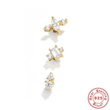 925 Sterling Silver Clear Charms Mini Stud Earrings For Women