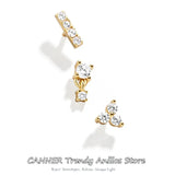 925 Sterling Silver Clear Charms Mini Stud Earrings For Women