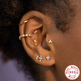 925 Sterling Silver Clear Charms Mini Stud Earrings For Women