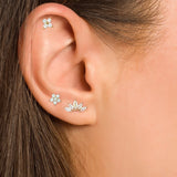 925 Silver Crown Flower Stud Earrings for Women