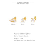 925 Silver Crown Flower Stud Earrings for Women
