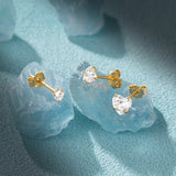 3Pcs/Set Zircon Heart-Shaped Stud Earrings S925 Sterling Silver Women's Jewelry