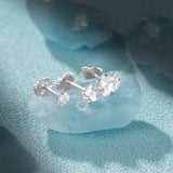 3Pcs/Set Zircon Heart-Shaped Stud Earrings S925 Sterling Silver Women's Jewelry