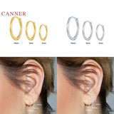 925 Sterling Silver Hoop Earrings Set Ins Glossy Ear Piercing, Mom Gift