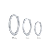 925 Sterling Silver Hoop Earrings Set Ins Glossy Ear Piercing, Mom Gift