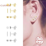 3Pcs 925 Sterling Silver Heart Stud Earrings Golden Jewelry Mom Gift