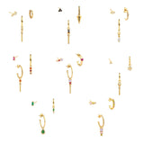 3Pcs/Set Green Zircon Earrings Y2K Piercing Stud Earring Jewelry