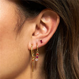 3Pcs/Set Green Zircon Earrings Y2K Piercing Stud Earring Jewelry
