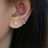 3Pcs Set Heart Pendientes Plata 925 Earring Stud Fine Jewelry